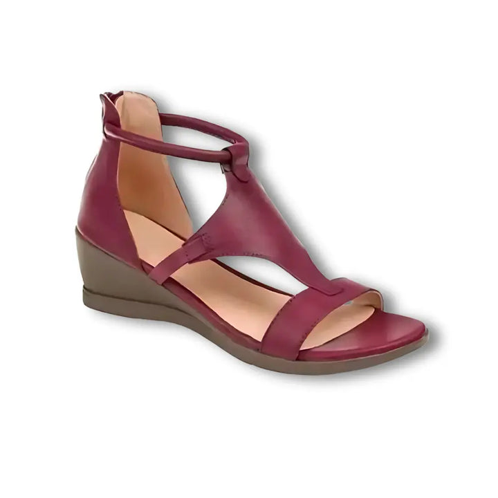 "Sandales compensées orthopédiques pour femmes, talon 5 cm, couleur marron, design élégant et confortable pour usage quotidie