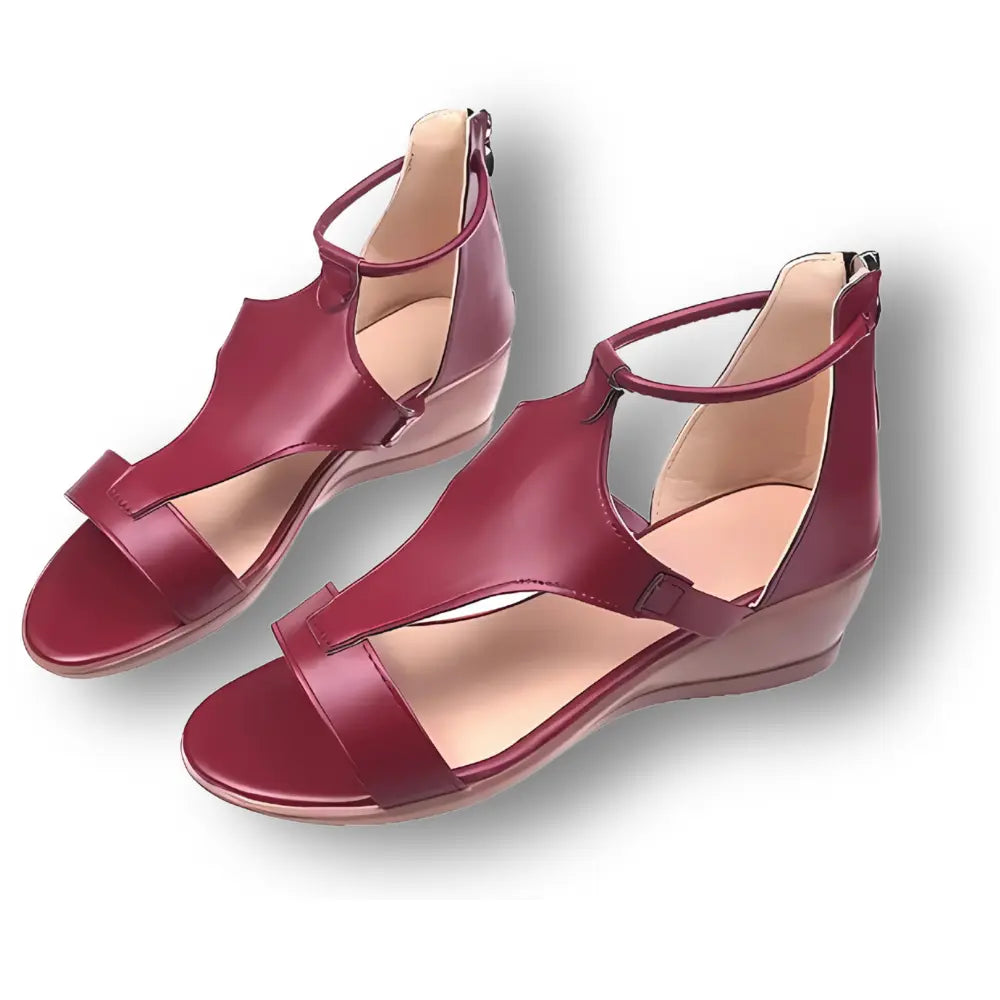 "Sandales compensées orthopédiques pour femmes, talon 5 cm, couleur marron, design élégant et confortable pour usage quotidie