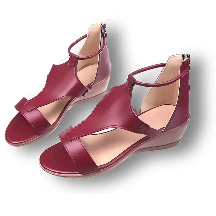 "Sandales compensées orthopédiques pour femmes, talon 5 cm, couleur marron, design élégant et confortable pour usage quotidie