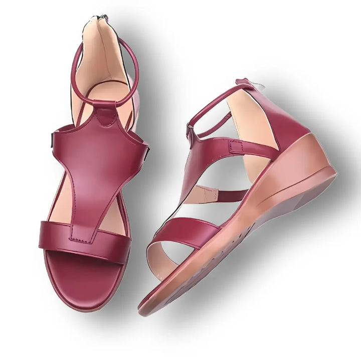 "Sandales compensées orthopédiques pour femmes, talon 5 cm, couleur marron, design élégant et confortable pour usage quotidie