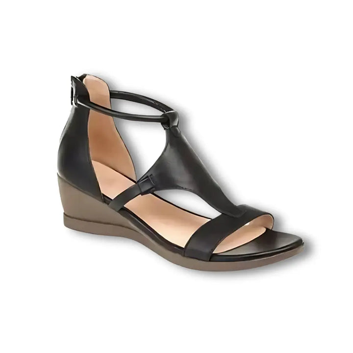 "Sandales compensées orthopédiques pour femmes, talon 5 cm, couleur marron, design élégant et confortable pour usage quotidie