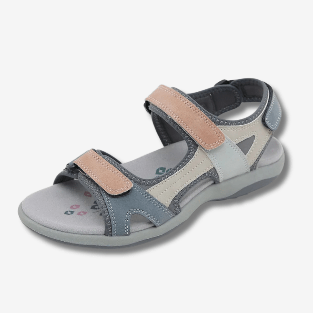 Sandales confort femme, scratch ajustable, semelle antidérapante caoutchouc, tige respirante design moderne, vue de profil.