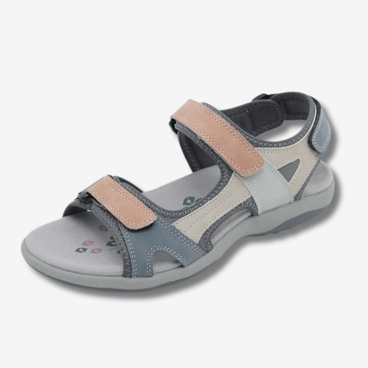 Sandales confort femme, scratch ajustable, semelle antidérapante caoutchouc, tige respirante design moderne, vue de profil.
