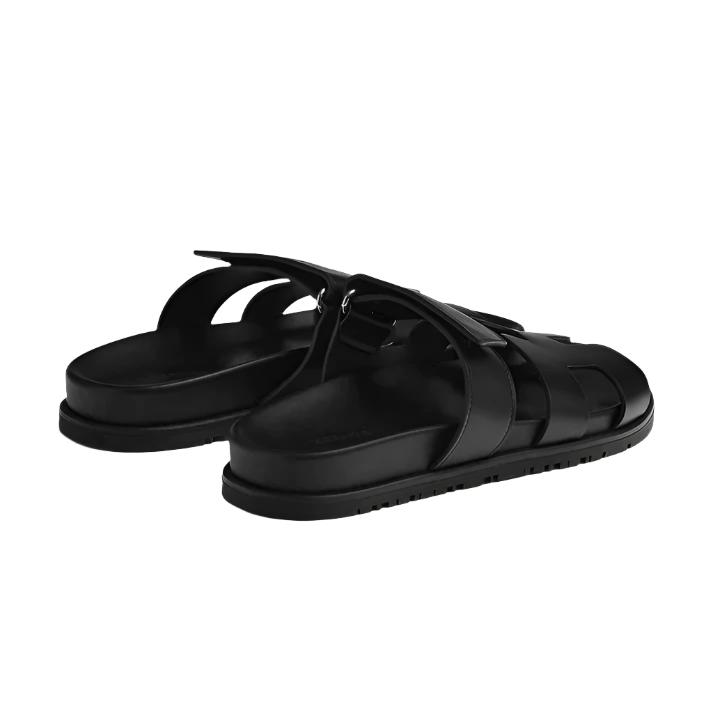 Sandales élégantes en néoprène noir, confortables pour l'été avec soutien amorti pour hommes. Idéal pour sorties estivales.
