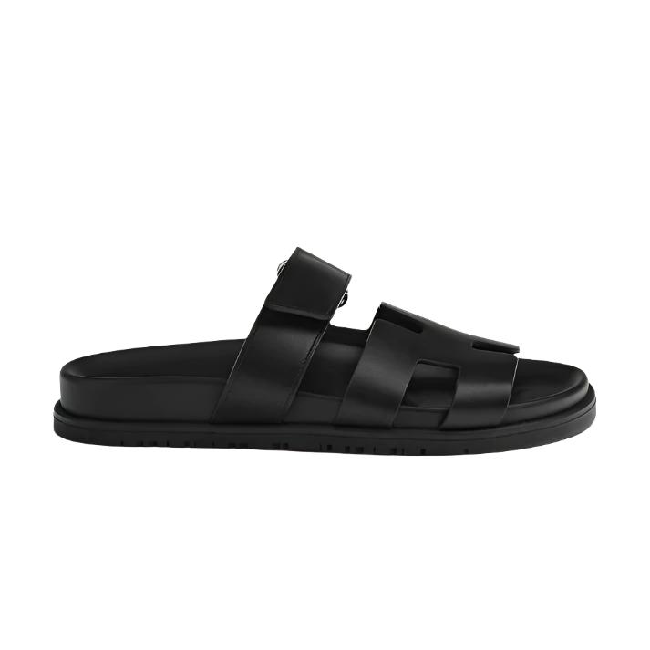 Sandales élégantes en néoprène noir, confortables pour l'été avec soutien amorti pour hommes. Idéal pour sorties estivales.