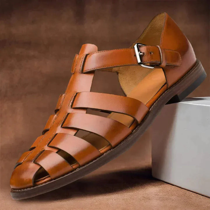 "Sandales en cuir bleu pour homme, élégantes et confortables avec une semelle ergonomique pour un style chic d'été"