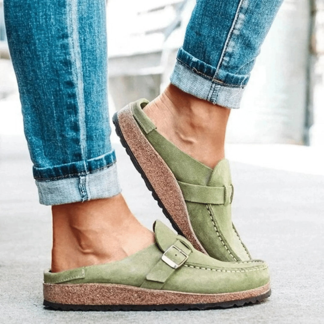 Sandales femmes ergonomiques, semelle à mémoire de forme, couleur kaki, lila, marron, noir, vert, confort orthopédique.