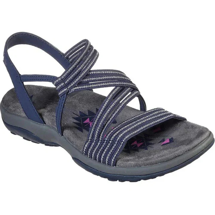 "Sandales femmes orthopédiques élégantes, semelle à mémoire de forme et sangles velcro ajustables, look chic et confort."