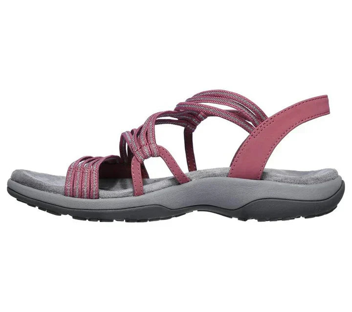 "Sandales femmes orthopédiques élégantes, semelle à mémoire de forme et sangles velcro ajustables, look chic et confort."