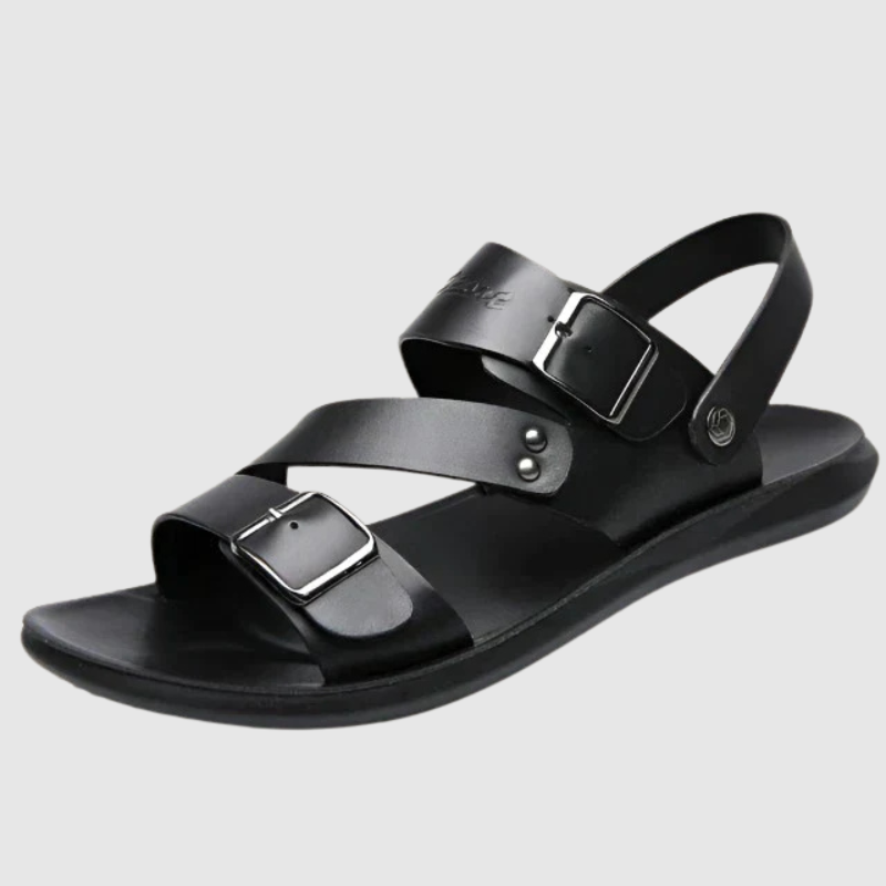 "Sandales homme confort premium avec boucle élégante, design moderne et léger pour l'été, vue de côté."