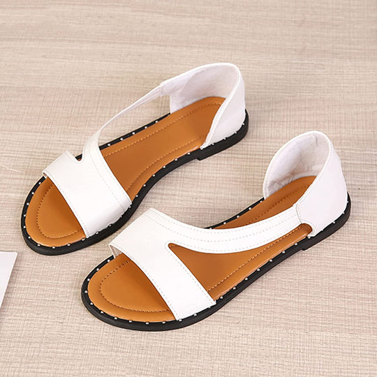 "Sandales orthopédiques de luxe pour femmes, cuir blanc et noir, design élégant et soutien confortable pour tous les jours."