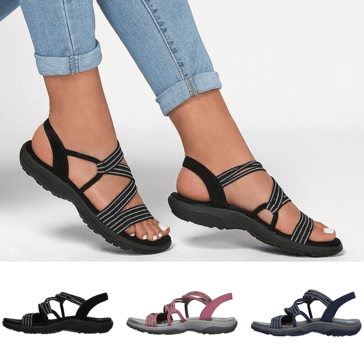 Sandales orthopédiques femme, à brides ajustables, semelle ergonomique, style élégant, synthétique doux et respirant.