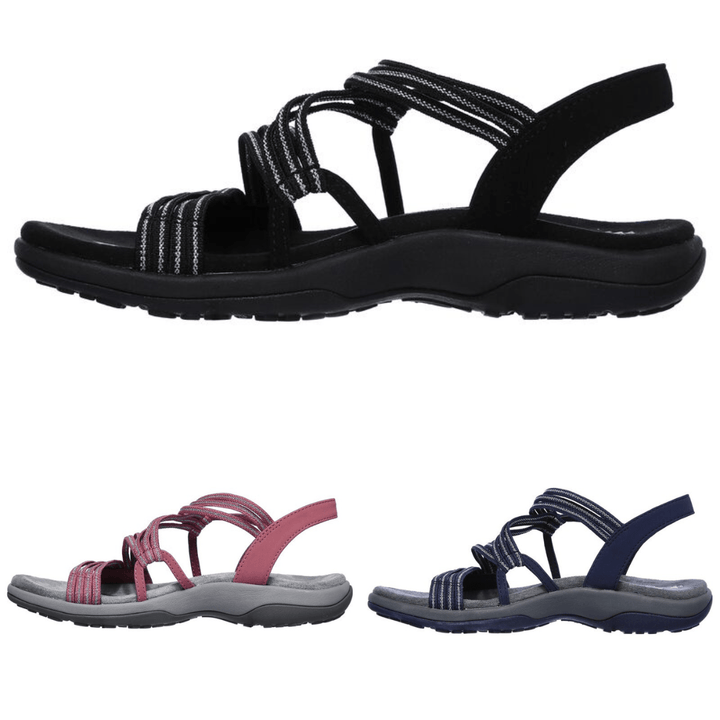 Sandales orthopédiques femme, à brides ajustables, semelle ergonomique, style élégant, synthétique doux et respirant.