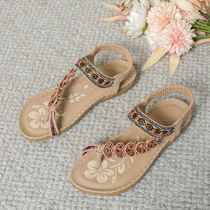 "Sandales orthopédiques femme avec brides ajustables et accents perlés, élégantes et confortables pour l'été"
