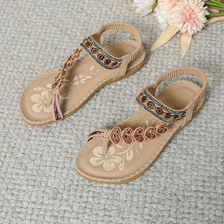 "Sandales orthopédiques femme avec brides ajustables et accents perlés, élégantes et confortables pour l'été"