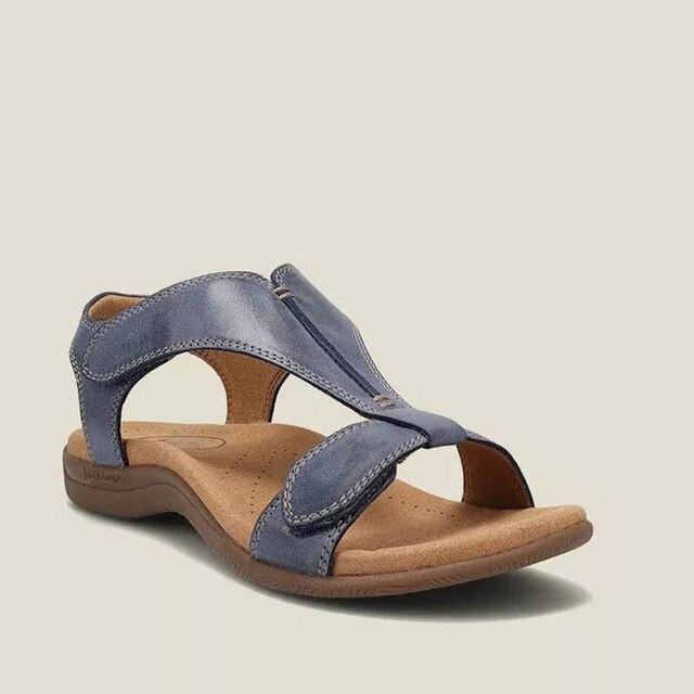 "Sandales orthopédiques femme élégantes en noir, rouge ou beige avec fermetures ajustables et semelle antidérapante."