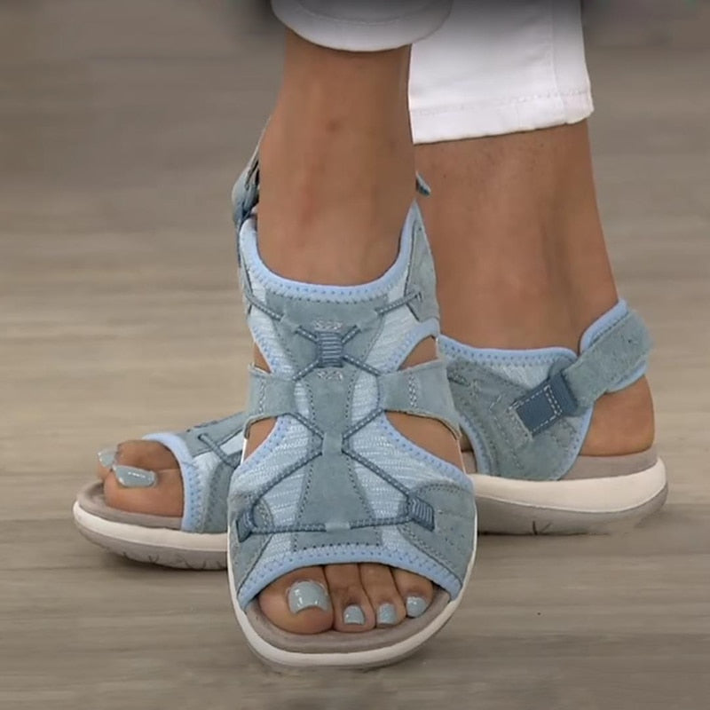 "Sandales pour femmes élégantes et confortables, couleur kaki, avec semelle antidérapante et soutien plantaire supérieur."