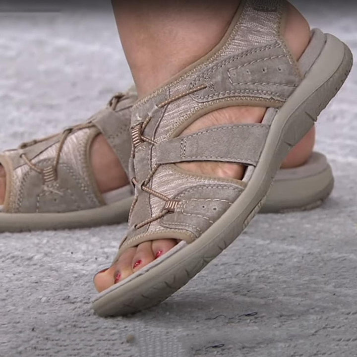 "Sandales pour femmes élégantes et confortables, couleur kaki, avec semelle antidérapante et soutien plantaire supérieur."
