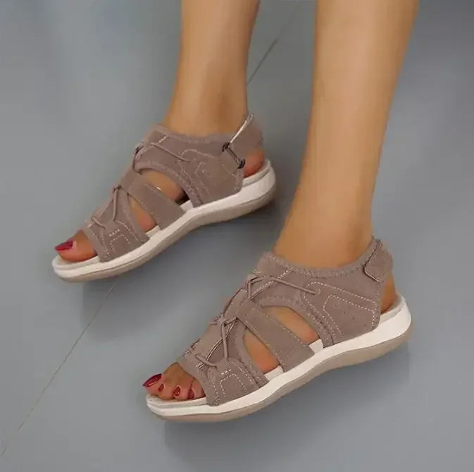 "Sandales pour femmes élégantes et confortables, couleur kaki, avec semelle antidérapante et soutien plantaire supérieur."