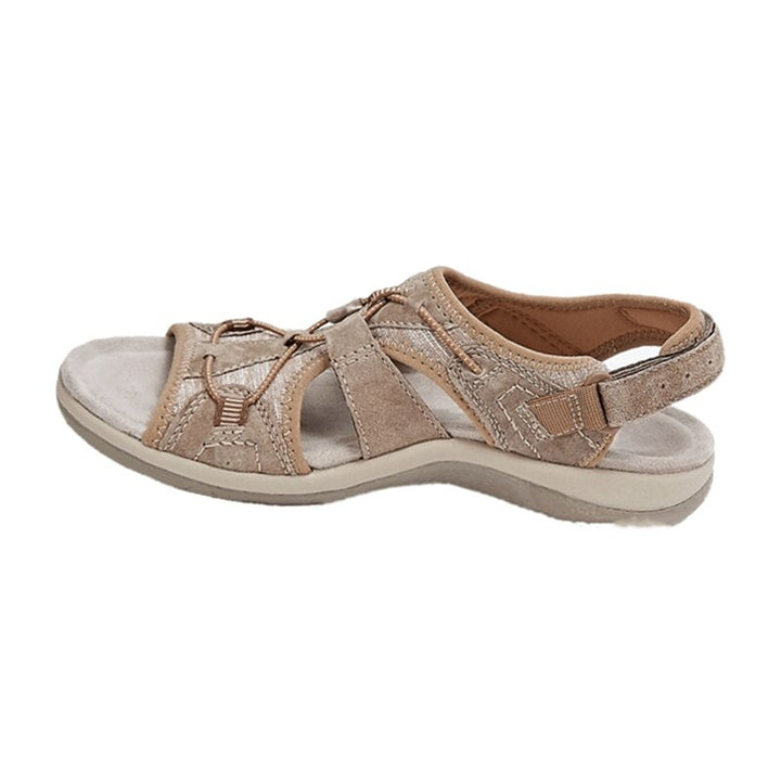 "Sandales pour femmes élégantes et confortables, couleur kaki, avec semelle antidérapante et soutien plantaire supérieur."