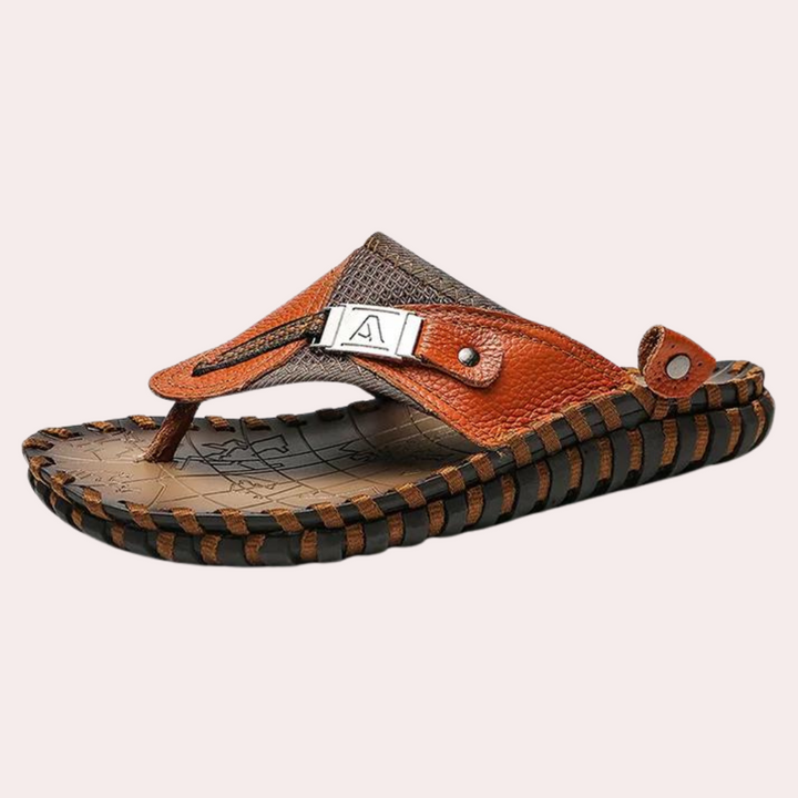 "Sandales pour hommes en cuir noir, élégantes et confortables, avec semelle antidérapante"