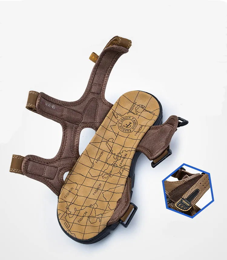 Sandales unisexe confortables, orthopédiques, beige avec fermeture velcro, semelle respirante, intérieur et extérieur.