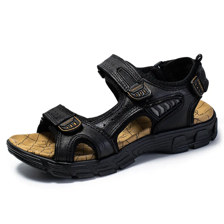 Sandales unisexe confortables, orthopédiques, beige avec fermeture velcro, semelle respirante, intérieur et extérieur.