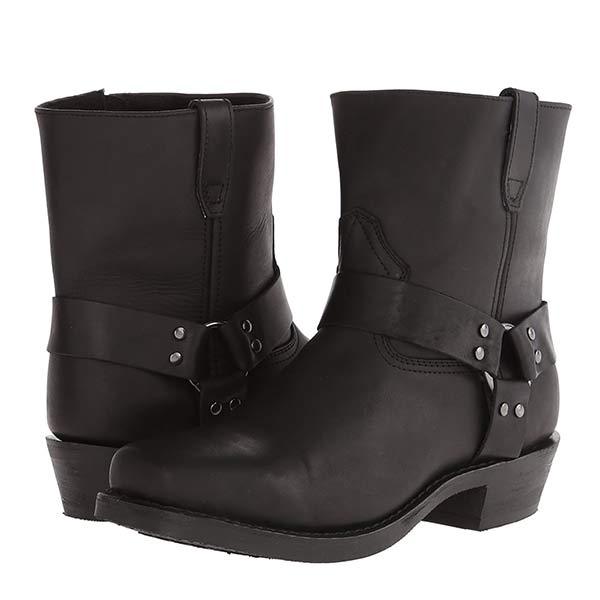 "Santiags élégantes en cuir pour homme avec zip latéral, design vintage robuste, semelle en caoutchouc, style western."