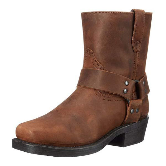 "Santiags élégantes en cuir pour homme avec zip latéral, design vintage robuste, semelle en caoutchouc, style western."