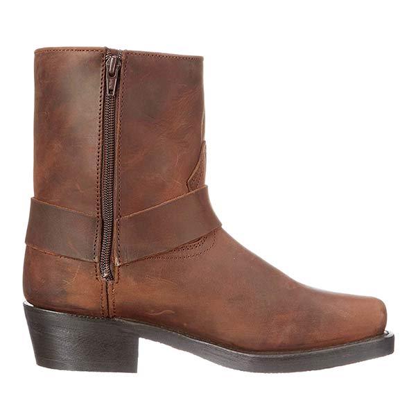 "Santiags élégantes en cuir pour homme avec zip latéral, design vintage robuste, semelle en caoutchouc, style western."