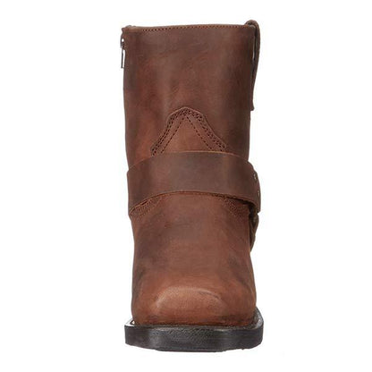 "Santiags élégantes en cuir pour homme avec zip latéral, design vintage robuste, semelle en caoutchouc, style western."