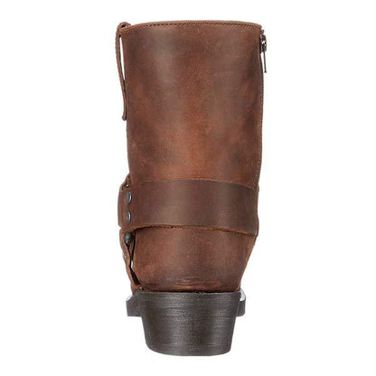 "Santiags élégantes en cuir pour homme avec zip latéral, design vintage robuste, semelle en caoutchouc, style western."