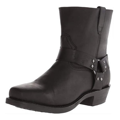 "Santiags élégantes en cuir pour homme avec zip latéral, design vintage robuste, semelle en caoutchouc, style western."