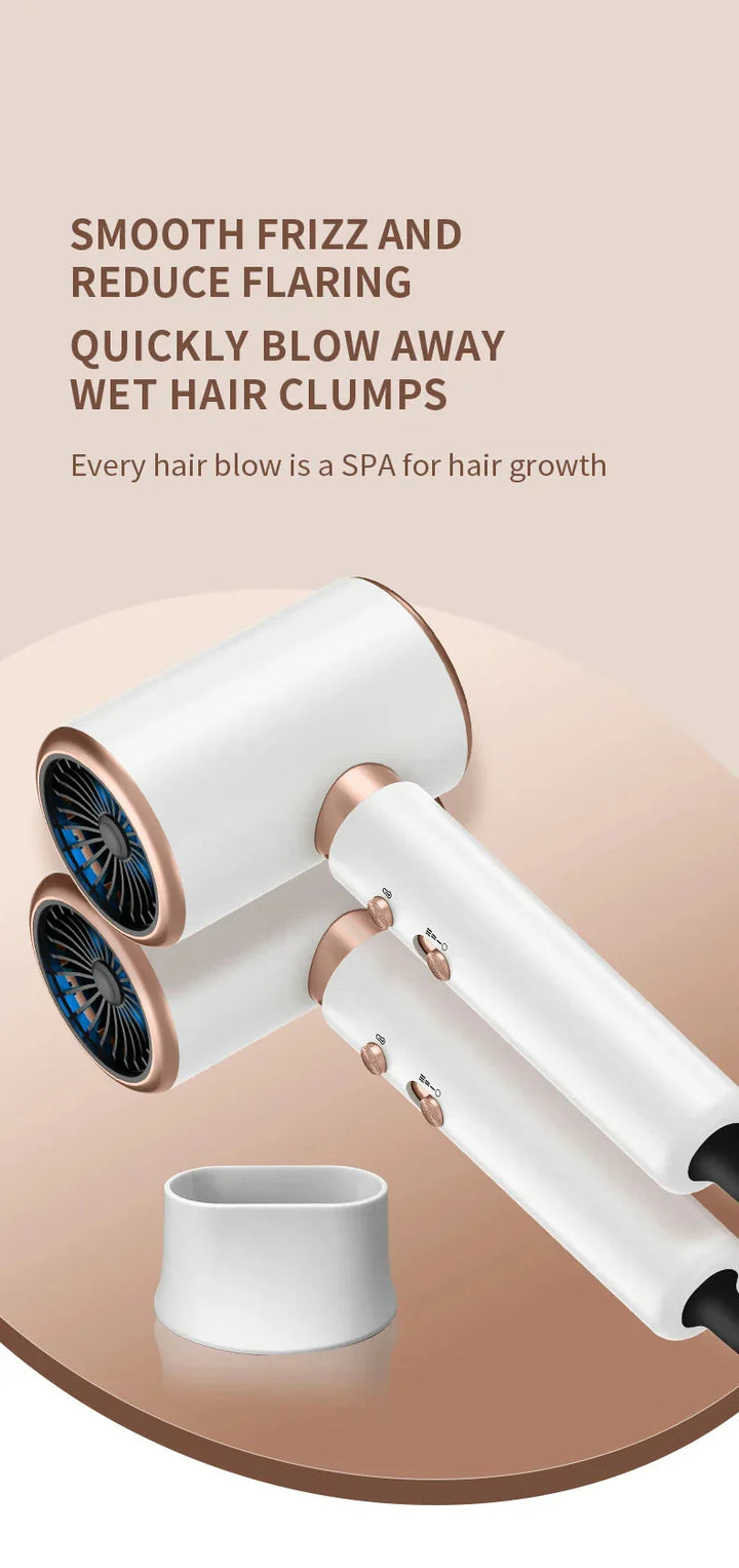 "Sèche-cheveux 2400W, design élégant, technologie ionique, air chaud et froid pour coiffage parfait"