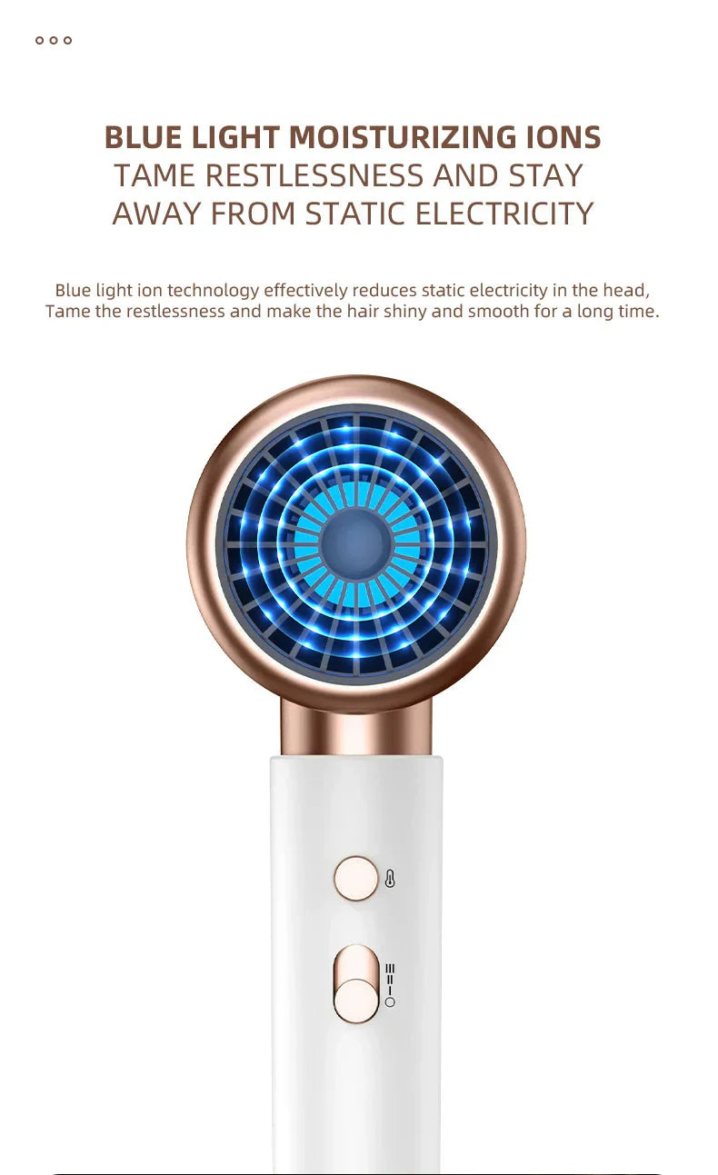 "Sèche-cheveux 2400W, design élégant, technologie ionique, air chaud et froid pour coiffage parfait"