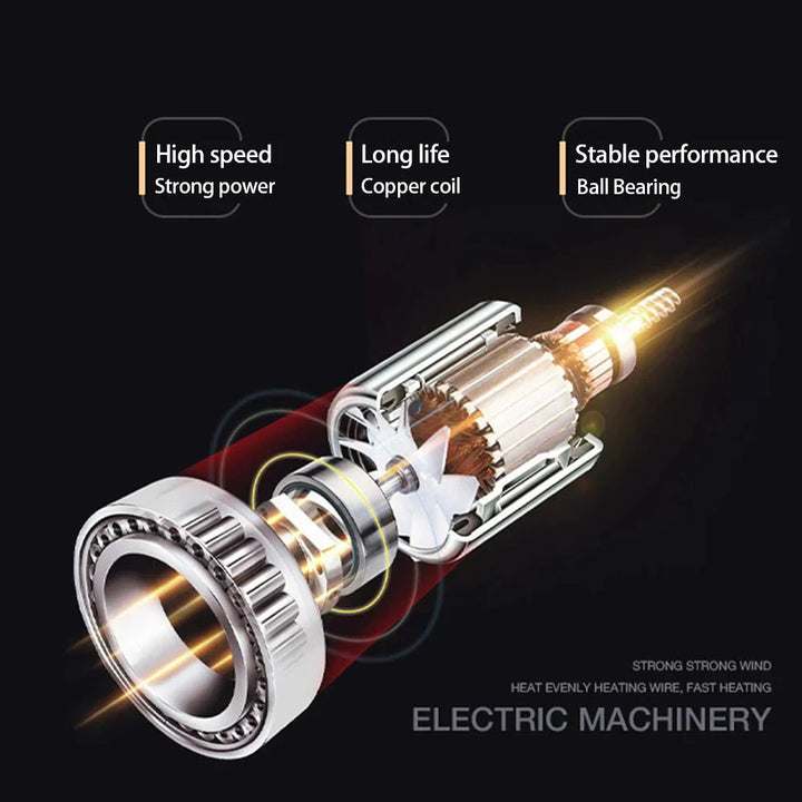 "Sèche-cheveux 2400W, design élégant, technologie ionique, air chaud et froid pour coiffage parfait"