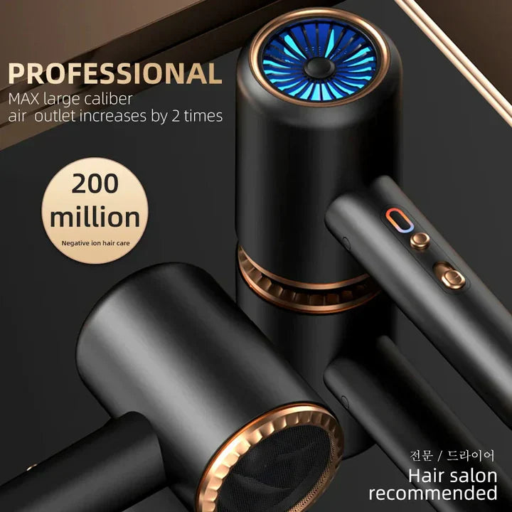 "Sèche-cheveux 2400W, design élégant, technologie ionique, air chaud et froid pour coiffage parfait"