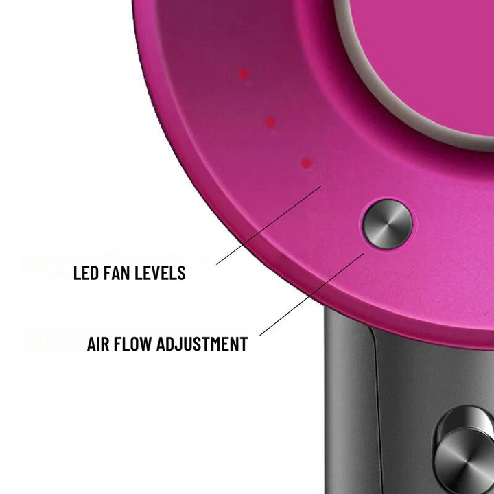 "Sèche-cheveux AirBlade Pro gris futuriste avec technologie avancée pour coiffure rapide et résultat professionnel à domicile