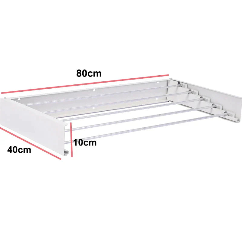 "Séchoir à linge mural pliable, blanc et noir, design moderne pour espaces réduits, intérieur/extérieur"