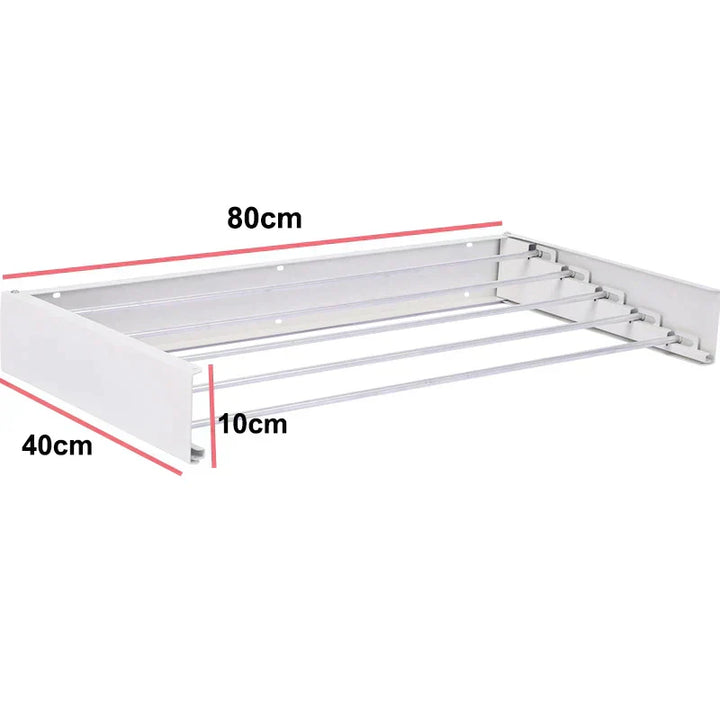 "Séchoir à linge mural pliable, blanc et noir, design moderne pour espaces réduits, intérieur/extérieur"