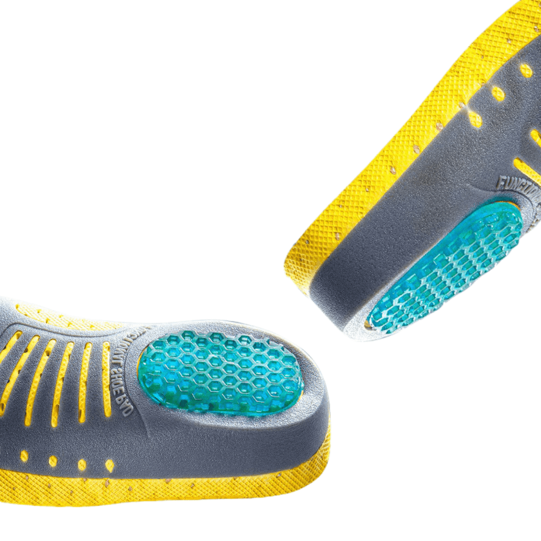 "Semelles orthopédiques confortables, soulagement épine calcanéenne, matériaux respirants, adaptées à toutes chaussures"