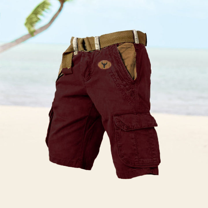 "Short cargo homme décontracté, poches multiples, couleur neutre, ajustable, confort optimal pour style polyvalent."