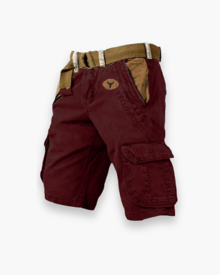 Short cargo homme résistant, polyvalent, confortable avec poches multiples, tissu robuste, vue de face sur fond neutre.