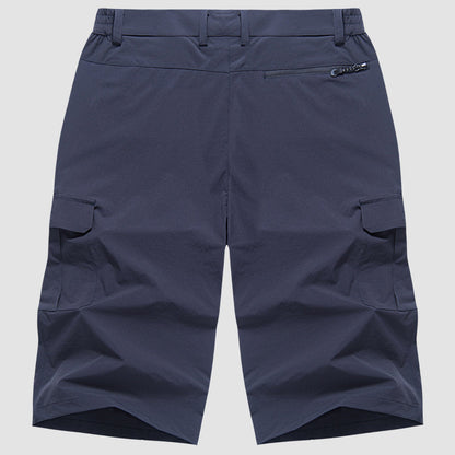 "Short cargo homme séchage rapide, multiples poches, design moderne et pratique, idéal aventure été."
