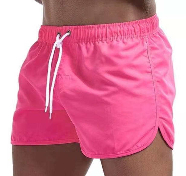 Short de bain homme bleu, tissu extensible, séchage rapide, vue avant, élégant et confortable pour plage ou piscine.