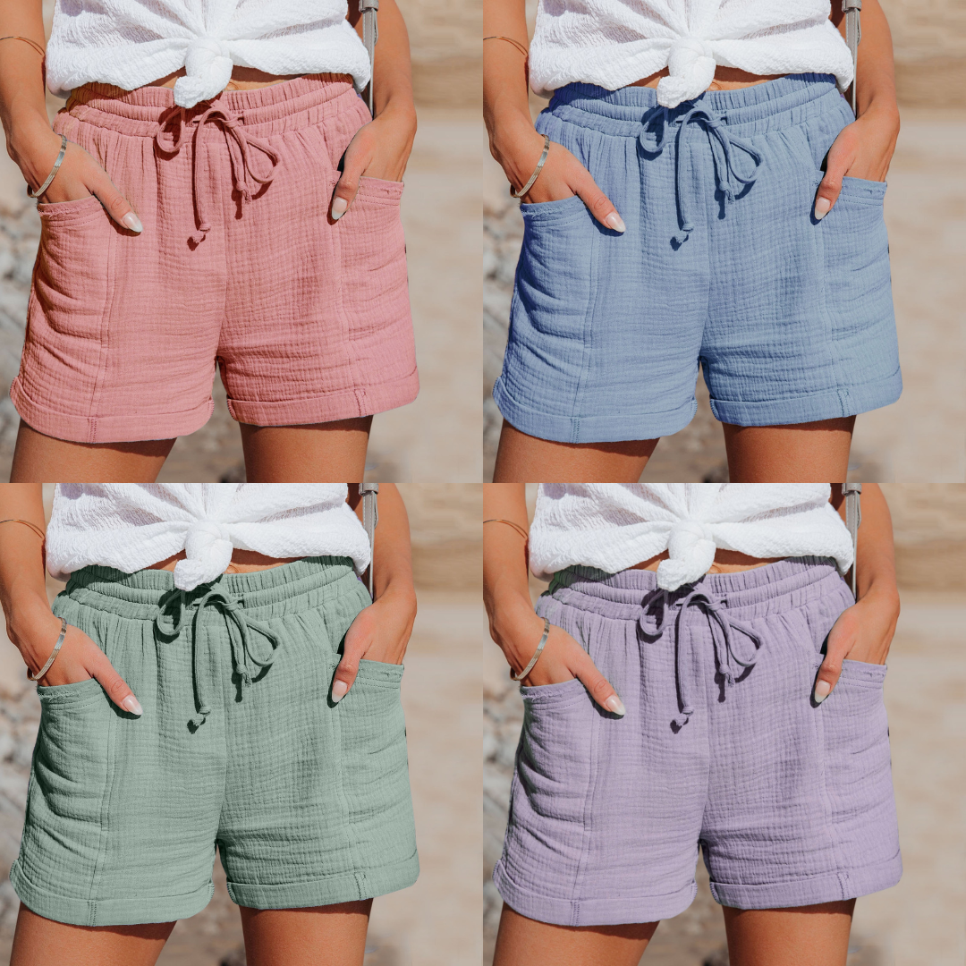 "Short en coton pour femmes, élégant et confortable, tissu doux et respirant, idéal pour sorties décontractées."