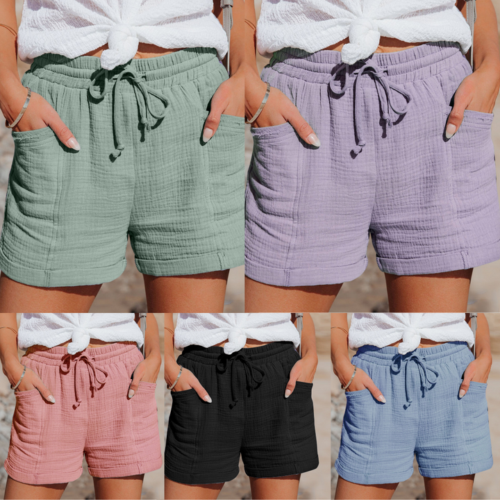 "Short en coton pour femmes, élégant et confortable, tissu doux et respirant, idéal pour sorties décontractées."