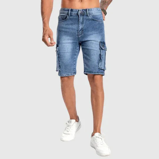 "Short en jean Raphaël bleu denim, coupe moderne, confort estival, parfait pour look décontracté et polyvalent."