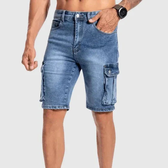 "Short en jean Raphaël bleu denim, coupe moderne, confort estival, parfait pour look décontracté et polyvalent."