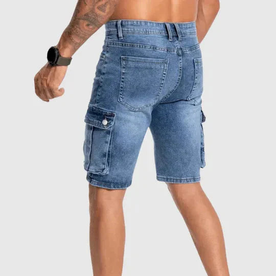 "Short en jean Raphaël bleu denim, coupe moderne, confort estival, parfait pour look décontracté et polyvalent."